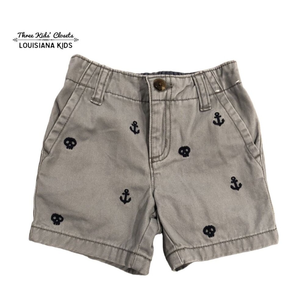 Gymboree 12-18m Embroidered Skull & Anchor Shorts